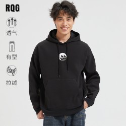 R.Q.G 卫衣男款春秋款男生薄绒连帽衫美式宽松秋冬季潮牌加厚上衣服2026