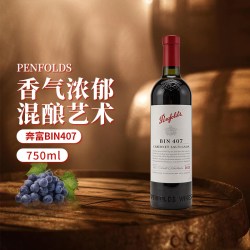 奔富 BIN407赤霞珠干红葡萄酒 澳洲原瓶进口红酒送礼收藏