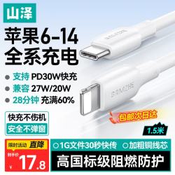 山泽 PD30W快充 Type-C转Lightning数据线 1.5米