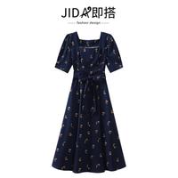 限尺码：JIDA 小香风高级感减龄印花连衣裙2026夏季女式气质收腰百搭中长裙