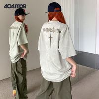 百亿补贴：404MOBGANG 周历杰同款 男士短袖T恤 刺绣麂皮绒