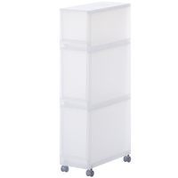 無印良品 MUJI 83832124 带脚轮的聚丙烯储物罐,1.约 宽 7.1 x 深 15.7 x 高 83.1 厘米(18 x 40 x 83 厘米)