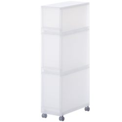 無印良品 MUJI 83832124 带脚轮的聚丙烯储物罐,1.约 宽 7.1 x 深 15.7 x 高 83.1 厘米(18 x 40 x 83 厘米)