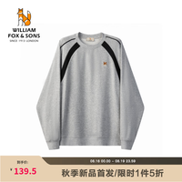 William fox&sons 威廉福克斯针织宽松休闲运动撞色拼接插肩袖小狐狸刺绣圆领卫衣男 花灰色 S /46