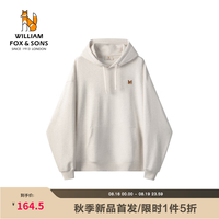 William fox&sons 威廉福克斯男装重磅430g男女同款刺绣狐狸头宽松休闲纯色连帽卫衣 燕麦灰 S /46