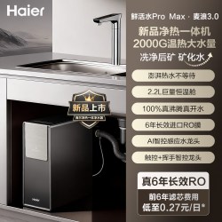海尔 高端新款 海尔厨房下过滤加热净饮一体直饮机2000G家用矿锶净水器