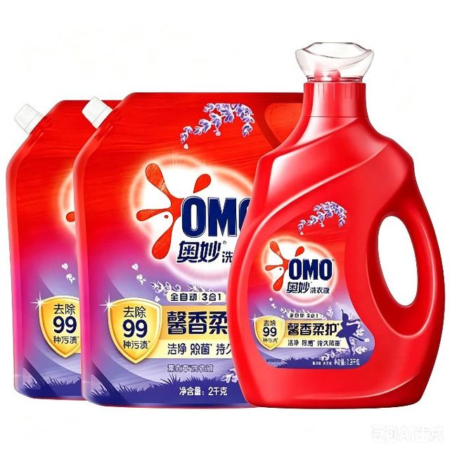 奥妙 全自动薰衣草香三效合一 瓶装升级除菌液11.8斤！（1.9kg瓶+2kg*2袋）