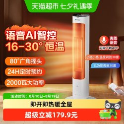 格力 智能语音遥控速热暖风机家用取暖器节能省电暖器立式电暖气