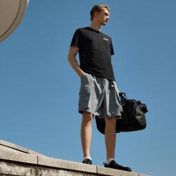 FILA 男装运动T恤男士户外透气简约针织短袖衫