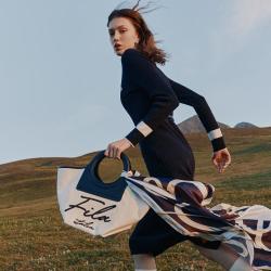 FILA 女装连衣裙女士时尚简约舒适圆领修身百搭休闲编织长袖连衣裙