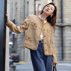 茵曼 法式小香风短外套女装2026春秋季气质高级感别致上衣