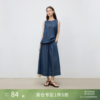 自巧 小个子度假风亚麻牛仔套装女2025新款半身裙夏季穿搭一整套 牛仔蓝上衣 XS （尺码：2）