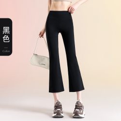 帕兰诱惑 八分微喇鲨鱼裤女外穿夏季薄款高腰烟管打底裤冰丝喇叭瑜伽裤子