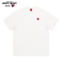 CHARLES JANG'S HAPPY HEART 美式纯棉重磅新款爱心情侣短袖T恤男女