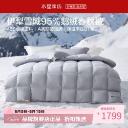 水星家纺 A类抑菌阻螨95%鹅绒春秋被芯防钻绒羽绒被子 寒域静暖抗菌鹅绒春秋被150×210cm
