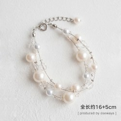 Osewaya 简约彩色珍珠串珠三层手镯 17cm GABL7