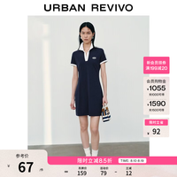UR UR2026夏季新款女装休闲运动校园感撞色印花连衣裙UYY760082 墨蓝 XS