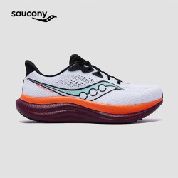 saucony TRIUMPH胜利23情侣缓震回弹跑步鞋舒适运动鞋 白黑 42.5
