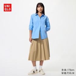优衣库 宽褶中裙女装/半身裙裙子