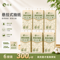 恪本 keben）挂式抽纸  175*130mm 4层加厚 1000张*6提