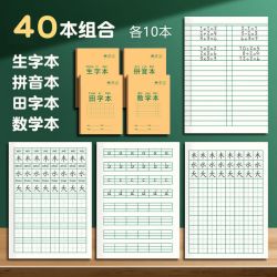 真彩 牛皮作业本汉语拼音本练习本小学生专用生字田字格本 40本/生字+田字+拼音+数学/各10本