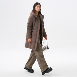 千仞岗 真五折！新款90绒196g高充绒羽绒服中长款连帽防寒服 多色可选