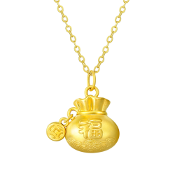 周大生 黄金吊坠足金祥云福字挂坠3D硬金可配项链送妈妈生日礼物