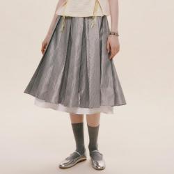 TEENIE WEENIE 小熊&AWAYLEE联名百褶格纹半身裙光泽感少女感夏