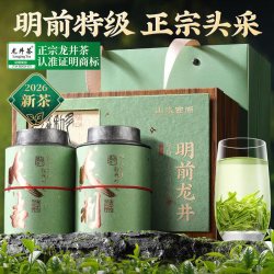 山水西湖 龙井茶特级绿茶2026明前新茶茶叶礼盒装送礼送长辈