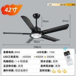 户外防水吊扇灯 凉亭阳光房庭院吊扇复古简约智能变频静音风扇灯