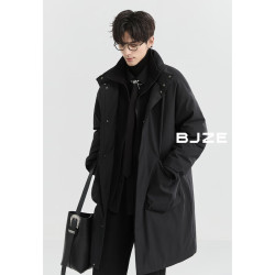 伯爵卓尔 K451763 立领假两件 漆黑 M 男士羽绒服