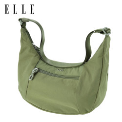 ELLE 斜挎包牛角包时尚包包  青苔绿