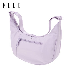 ELLE 斜挎包牛角包时尚包包  丁香紫