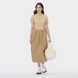 FILA 女装FUSION系列连衣裙女士时尚休闲拼色宽松通勤短袖裙子