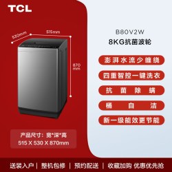 TCL 8/10/12KG波轮洗衣机V2W家用全自动抗菌除螨小型