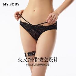 MY BODY 纯欲豹纹内裤女薄款轻透网纱包臀三角短裤