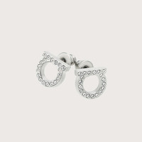 Salvatore Ferragamo Ferragamo）女士银色黄铜/玻璃耳钉 0696577 礼物送女友