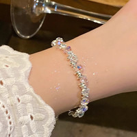 花饰庄园 梦幻彩珠小灯泡碎银手链女轻奢小众设计感手饰精致气质手串 S787银