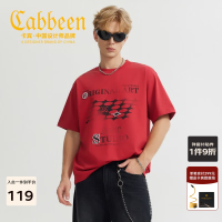 卡宾 男装 钉珠细节英文字母款短袖T恤夏季新款商场同款 大红 L /175/50