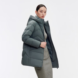 千仞岗 冬季中长款羽绒服连帽女士外套可拆卸帽百搭休闲时尚保暖防寒服 暮光紫-暂无图片 3XL (185)