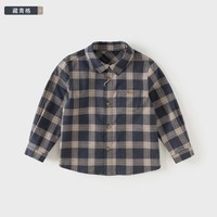 戴维贝拉 男童衬衫秋儿童长袖上衣宝宝纯棉格子衬衣学院风外套衣服