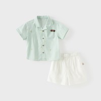 戴维贝拉 儿童短裤套装男童2026新款衬衫裤子两件套男宝宝夏装A类