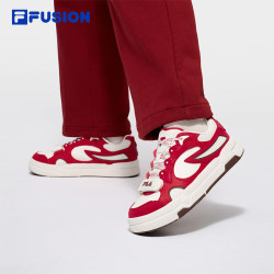 FILA FUSIONBANK情侣板鞋魔术贴2026新年红色女鞋运动鞋男 白棉花糖/墨西哥椒红-MJ 38
