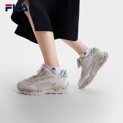 FILA 女鞋KM2老爹鞋运动鞋2025秋季新款厚底叠叠2休闲鞋老爹鞋 朴雾嫩粉/芦笋白-FT 39
