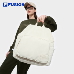 FILA FUSION潮牌情侣款挎包2025春新款休闲两用双肩包斜挎包 乳灰卡其-LK XS