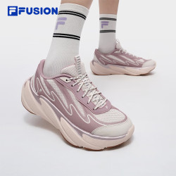 FILA FUSION潮牌暴风鞋女鞋夏季新款透气休闲鞋轻便运动鞋子 纱白/玫瑰金红色-JM 36