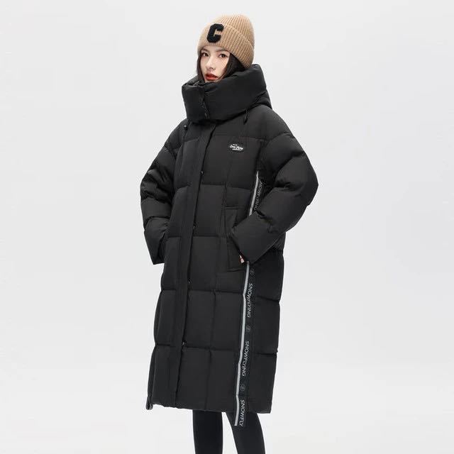 雪中飞 高充绒量超级加厚御寒立领长款连帽羽绒服