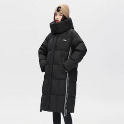 雪中飞 高充绒量超级加厚御寒立领长款连帽羽绒服