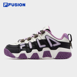 FILA FUSION潮牌女鞋复古篮球鞋2025新款时尚休闲运动鞋 黑/雪白-BA 35.5