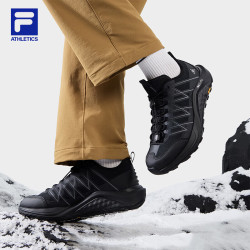 FILA 官方雪狼2+户外跑鞋女鞋2025冬季新款越野跑鞋徒步运动鞋 骏马黑-BB 35.5